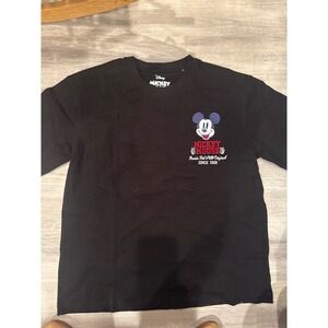 Disney Mickey Mouse T-Shirt Mens Large Black Embroidered Iconic Since 1928 Tee‎